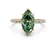 Solitaire Engagement Ring Setting for Fancy Green Marquise Center with Micro Pave Band and Prong Head in Yellow Gold