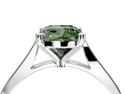 Solitaire Engagement Ring Setting for Fancy Green Cushion Cut Center with Tapered Shoulders and Prong Head in White Gold