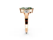 3 Stone Engagement Ring Setting for Fancy Green Marquise Center with Matching Side Accents and Prong Head in Rose Gold