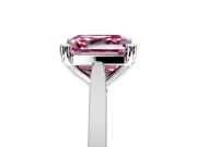 Solitaire Engagement Ring Setting for Fancy Pink Asscher Cut Center with Tapered Shoulders and Prong Head in Platinum