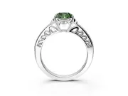 Floral Engagement Ring Setting for Fancy Green Cushion Cut Center with Four Accent Clusters and Prong Head in Platinum