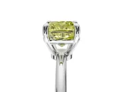 Minimalist Solitaire Engagement Ring Setting for Fancy Yellow Cushion Cut Center with Thin Band and Prong Head in Platinum