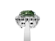 Starburst Halo Engagement Ring Setting for Fancy Green Cushion Cut Center with Flat Cathedral Band and Prong Head in Platinum