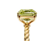 Solitaire Engagement Ring Setting for Fancy Yellow Asscher Cut Center with Plain Twisted Rope Band and Prong Head in Yellow Gold