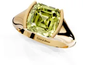 Tension Engagement Ring Setting for Fancy Yellow Asscher Cut Center with Wide Tapered Band and Tension Head in Yellow Gold