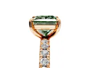 Solitaire Engagement Ring Setting for Fancy Green Princess Cut Center with Shared-Prong Accents and Prong Head in Rose Gold