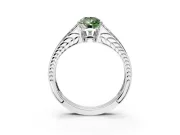 Split Shank Engagement Ring Setting for Fancy Green Pear-Shaped Center with Pave Split Shank and Prong Head in Platinum