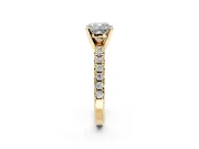Solitaire Engagement Ring Setting for Cushion Cut Center with Large Accents and Prong Head in Yellow Gold