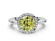 Halo Engagement Ring Setting for Fancy Yellow Round Cut Center with Tapered Plain Band and Prong Head in Platinum