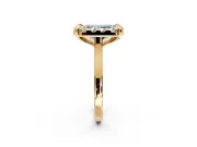 Single Halo Engagement Ring Setting for Fancy Blue Radiant Cut Center with Corner Claws, Plain Band and Prong Head in Yellow Gold