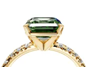 Solitaire Engagement Ring Setting for Fancy Green Asscher Cut Center with Large Accents and Prong Head in Yellow Gold