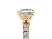 Open Basket Engagement Ring Setting for Princess Cut Center with Pave Band and Prong Head in Yellow Gold