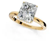 Solitaire Engagement Ring Setting for Radiant Cut Center with Fine Wire Band and Prong Head in Yellow Gold