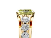 Solitaire Engagement Ring Setting for Fancy Yellow Radiant Cut Center with Graduated Shared Prongs and Prong Head in Yellow Gold