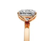 Solitaire Engagement Ring Setting for Radiant Cut Center with Thin Rounded Plain Band and Prong Head in Rose Gold