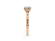Solitaire Engagement Ring Setting for Cushion Cut Center with Bamboo Band and Prong Head in Rose Gold
