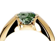 Tension Engagement Ring Setting for Fancy Green Cushion Cut Center with Wide Tapered Band and Tension Head in Yellow Gold