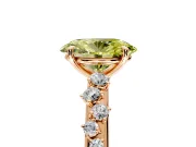 Cluster Engagement Ring Setting for Fancy Yellow Oval Center with Round Cut Accent Band and Prong Head in Rose Gold