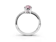 Solitaire Engagement Ring Setting for Fancy Pink Pear-Shaped Center with Multi-Row Pave Accents and Basket Head in Platinum