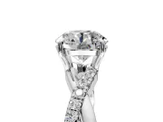 Crossover Engagement Ring Setting for Round Cut Center with Pave and Plain Strands and Prong Head in Sterling Silver