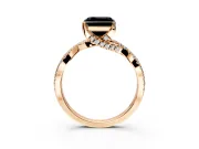 Solitaire Engagement Ring Setting for Fancy Black Asscher Cut Center with Narrow Twist Pave Band and Prong Head in Rose Gold