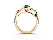 Channel-Set Engagement Ring Setting for Fancy Green Pear-Shaped Center with Baguette Band and Prong Head in Yellow Gold