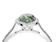 Halo Engagement Ring Setting for Fancy Green Marquise Center with Pave Accents, Heart Basket and Prong Head in Sterling Silver