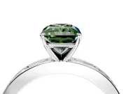 Solitaire Engagement Ring Setting for Fancy Green Radiant Cut Center with Channel Baguette Band and Prong Head in Sterling Silver