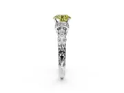 Solitaire Engagement Ring Setting for Fancy Yellow Round Cut Center with Filigree Band and Prong Head in Platinum