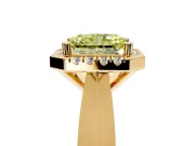 Halo Engagement Ring Setting for Fancy Yellow Radiant Cut Center with Square Band and Prong Head in Yellow Gold