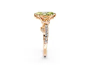 Leaf Motif Engagement Ring Setting for Fancy Yellow Marquise Center with Pave Band and Prong Head in Rose Gold