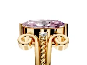 Solitaire Engagement Ring Setting for Fancy Pink Marquise Center with Twisted Band and Scroll Prong Head in Yellow Gold