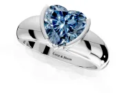 Tension Engagement Ring Setting for Fancy Blue Heart-Shaped Center with Wide Flat Band and Tension Head in White Gold