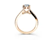 Solitaire Engagement Ring Setting for Fancy Blue Pear-Shaped Center with Widening Pave Band and Claw Prong Head in Rose Gold