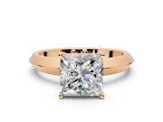 Solitaire Engagement Ring Setting for Princess Cut Center with Wide Knife Ridge Band and Prong Head in Rose Gold