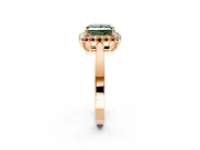 Starburst Halo Engagement Ring Setting for Fancy Green Princess Cut Center with Flat Cathedral Band and Prong Head in Rose Gold