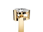 Solitaire Engagement Ring Setting for Pear-Shaped Center with Plain Band and Flat Tab Prong Head in Yellow Gold