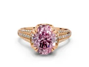 Solitaire Engagement Ring Setting for Fancy Pink Oval Center with Accented Split Shank and Prong Head in Rose Gold