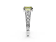 Solitaire Engagement Ring Setting for Fancy Yellow Emerald Cut Center with Accented Split Shank and Prong Head in Platinum
