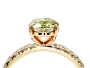 Solitaire Engagement Ring Setting for Fancy Yellow Oval Center with Shared-Prong Accents and Prong Head in Yellow Gold