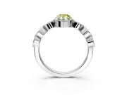 Vintage Station Engagement Ring Setting for Fancy Yellow Pear-Shaped Center with Accents and Prong Head in Sterling Silver
