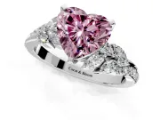 Solitaire Engagement Ring Setting for Fancy Pink Heart-Shaped Center with Marquise Accent Twist Band and Prong Head in White Gold