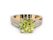 Solitaire Engagement Ring Setting for Fancy Yellow Round Cut Center with Channel Band and Double Claw Prong Head in Yellow Gold