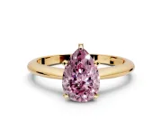 Solitaire Engagement Ring Setting for Fancy Pink Pear-Shaped Center with Knife Ridge Band and Claw Prong Head in Yellow Gold