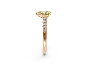 Cluster Engagement Ring Setting for Fancy Yellow Pear-Shaped Center with Round Cut Accent Band and Prong Head in Rose Gold
