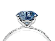 Solitaire Engagement Ring Setting for Fancy Blue Round Cut Center with Fine Pave Accents and Prong Head in Platinum
