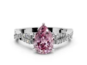 Solitaire Engagement Ring Setting for Fancy Pink Pear-Shaped Center with Twisted Pave Split Shank and Prong Head in Platinum