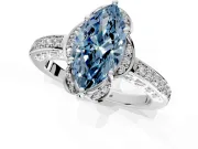 Floral Engagement Ring Setting for Fancy Blue Marquise Center with Four Accent Clusters and Prong Head in Platinum