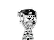 Solitaire Engagement Ring Setting for Fancy Black Heart-Shaped Center with Narrow Twist Pave Band and Prong Head in Sterling Silver