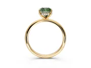 Hidden Halo Engagement Ring Setting for Fancy Green Cushion Cut Center with Thin Round-Wire Band and Prong Head in Yellow Gold